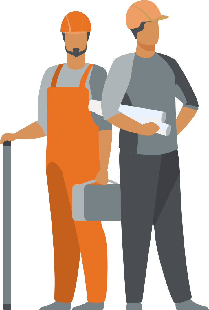 illustratie twee mannen in de bouw